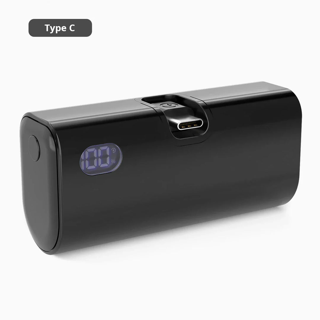 Liboer Foldbart eksternt batteri Hurtig opladning | 5000mAh USB-C eller Lightning LED-skærm