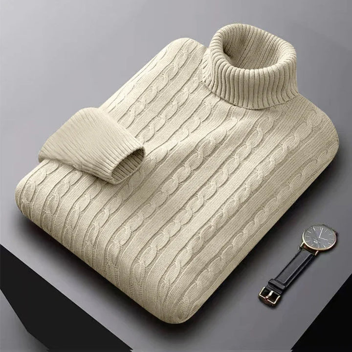 2025 ny suéter de hombre de cuello alto de un solo color suéter de punto cálido casual suéter de cuello alto de lana para hombre invierno exterior superior