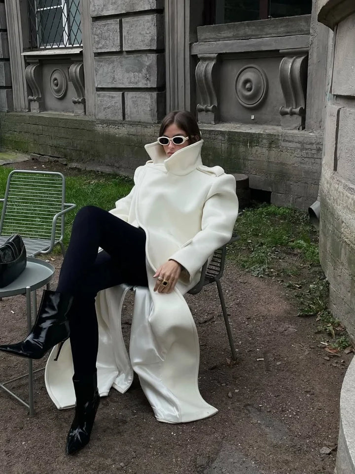 Płaszcz Trench z Długim Paskiem | Odwrócony Dekolt w Serek z Wiązaniem Jesień Kobieta