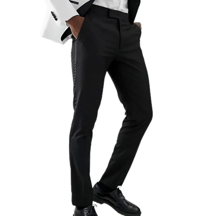 Pantaloni scurți pentru bărbați cu dungi din satin, croială slim, pantaloni formali pentru nuntă și seară
