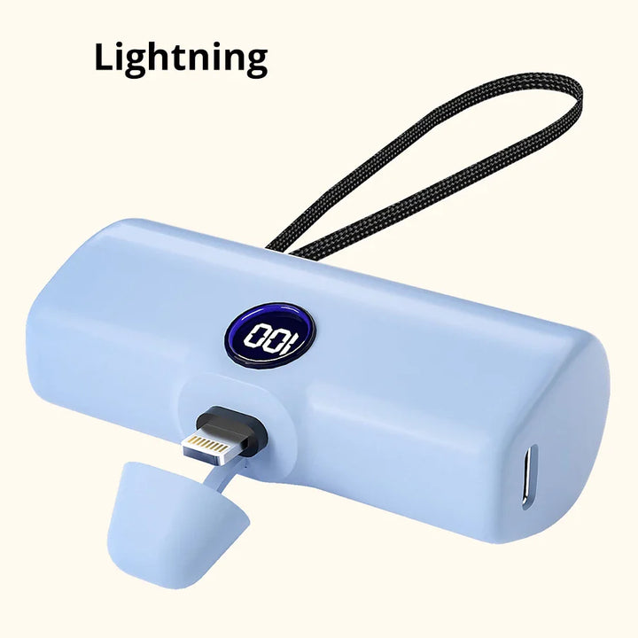 Liboer Ekstern batteri 5000 mAh | Hurtig opladning via USB-C eller Lightning | Kompakt og let design