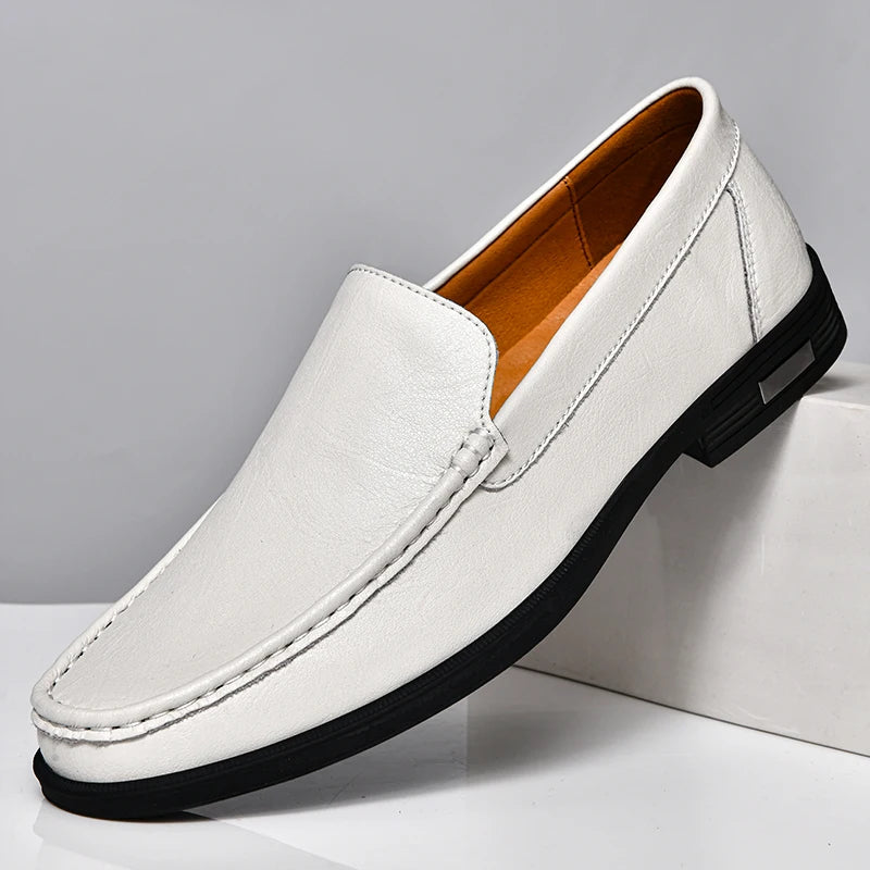 Mocasines sin cordones de cuero genuino para hombre | Zapatos formales, boda y oficina, mocasines cómodos