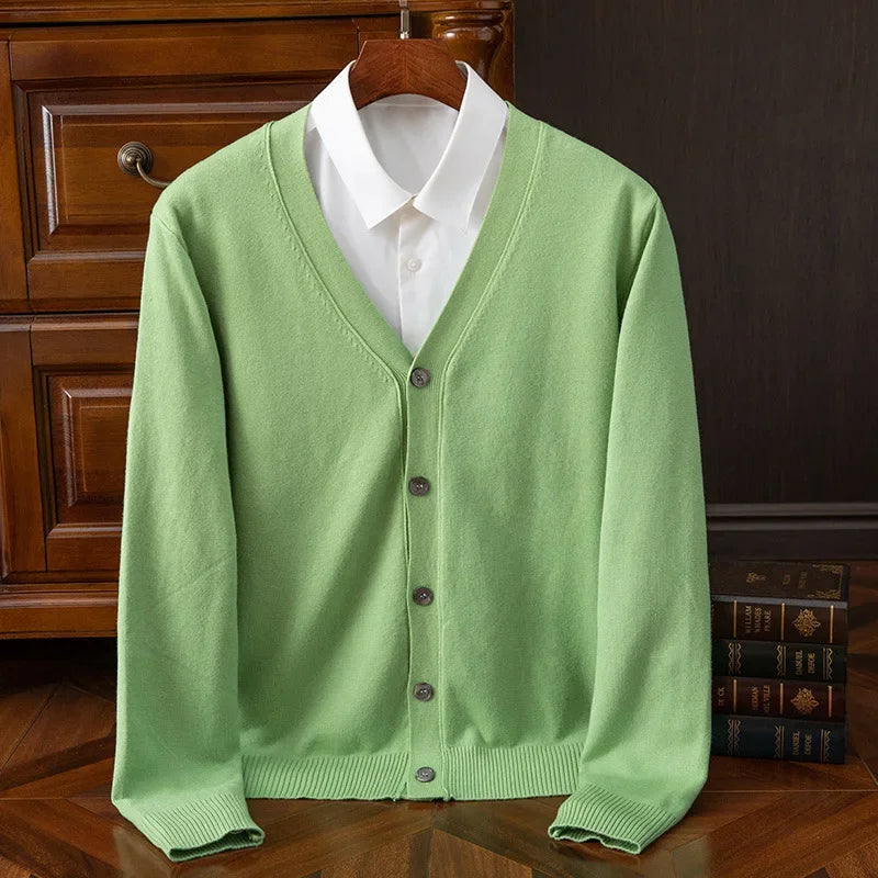 Suéter cárdigan para hombre | Cuello en V clásico de negocios casual otoño invierno