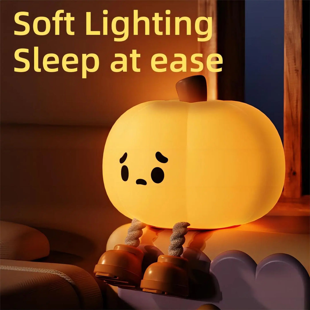 CozyGlow Halloween tök érintőlámpa – puha és nyugtató szilikon éjjeli fény