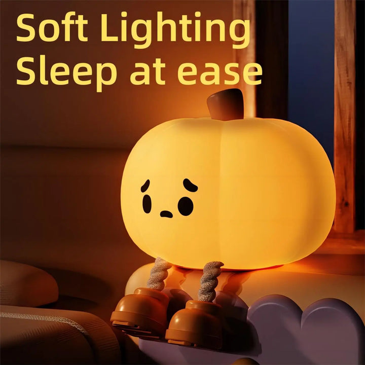 CozyGlow Halloween tök érintőlámpa – puha és nyugtató szilikon éjjeli fény