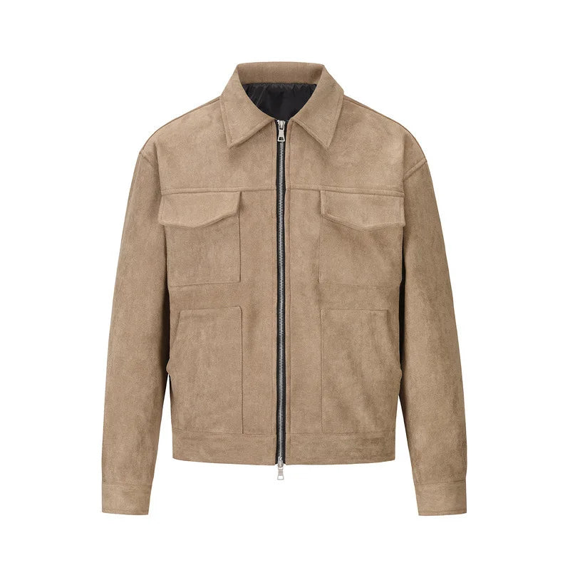 Geacă de toamnă pentru bărbați - poliester elegant, 4 buzunare practice, stil casual versatil