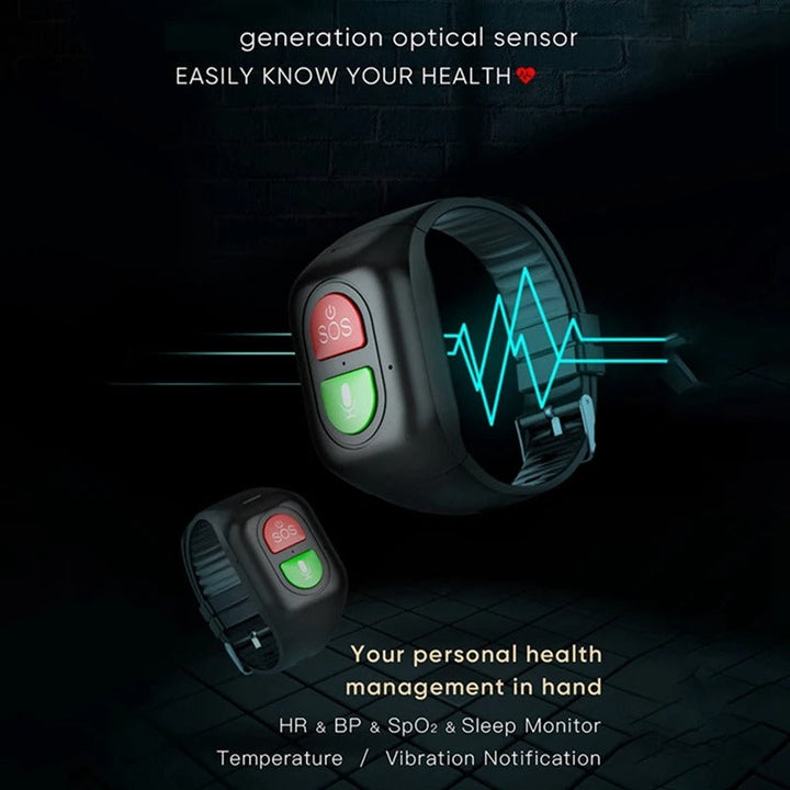 4G GPS Smartwatch til Seniorer | SOS Alarm Sundhed & Lokalisering IPX7