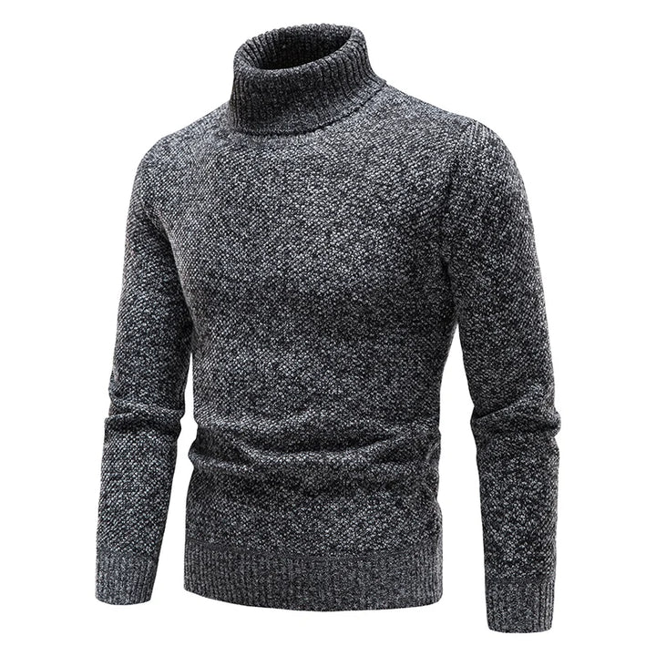 Suéter de forro polar de otoño e invierno para hombre, cuello alto grueso, pulóver cálido, ajuste slim, ropa para hombre, lujo, suéter negro marrón elástico