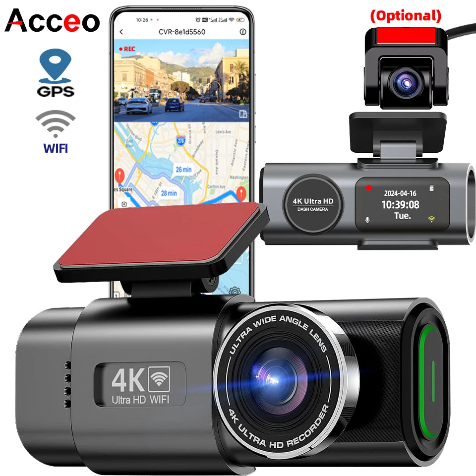 Dash Cam 4K UHD Opname Autocamera DVR Nachtzicht Videorecorder Ingebouwde Wi-Fi Ondersteuning GPS 24H Parkeren - AliExpress 34