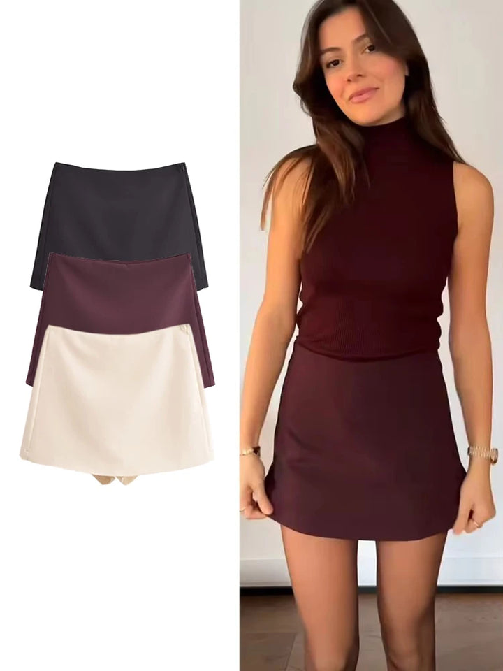 Nye forår damă skort uni modă casual mini pantaloni scurți fustă cu fermoar lateral talie înaltă streetwear