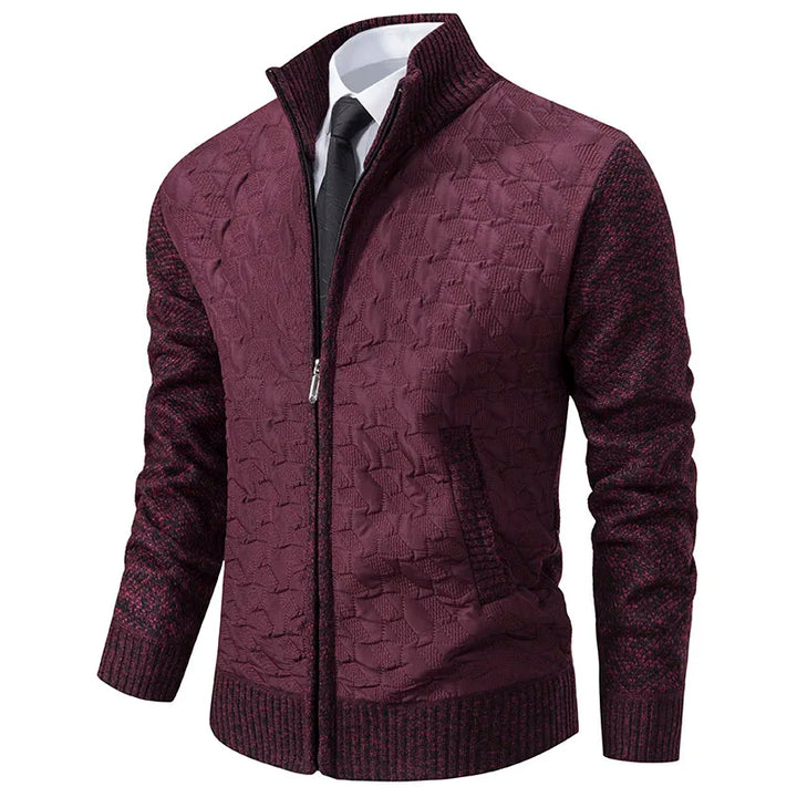 Pulover cardigan pentru bărbați | Pulover călduros din fleece cu guler în picioare pentru toamnă iarnă