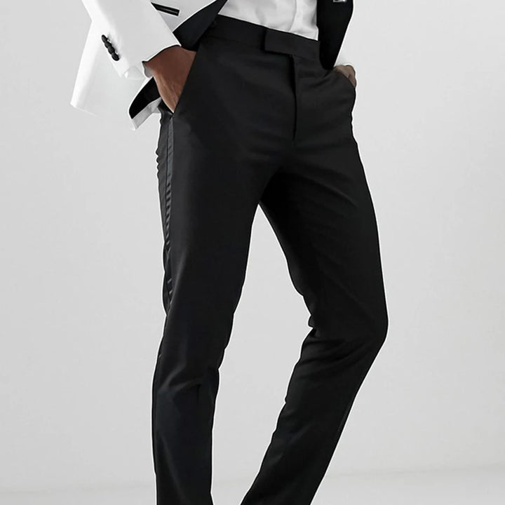 Pantaloni scurți pentru bărbați cu dungi din satin, croială slim, pantaloni formali pentru nuntă și seară