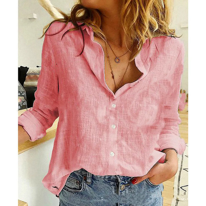 Camisa estampada Modekvinde manga larga algodón top oficina casual suelto top grande primavera verano