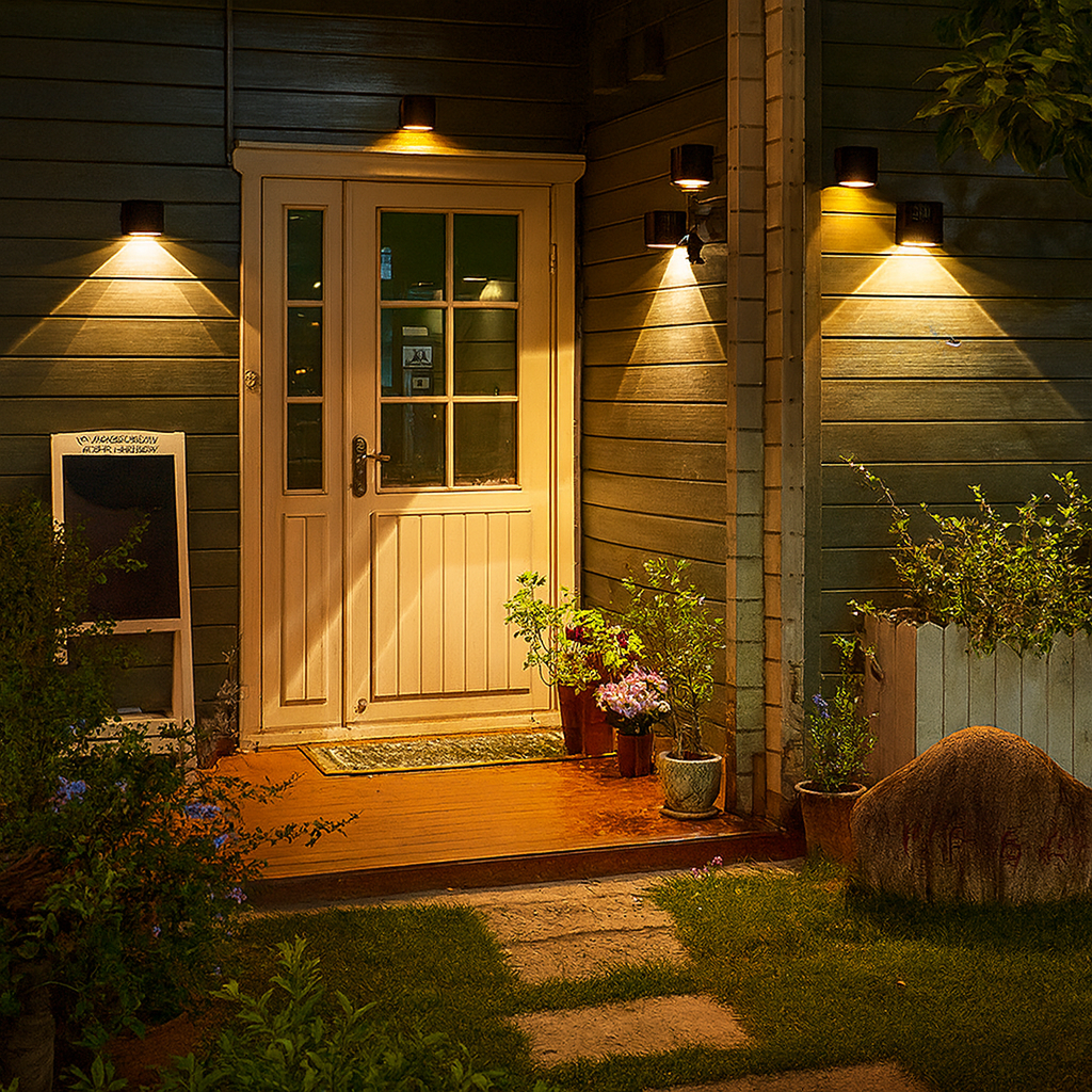 Black IP65 outdoor solar wall lamp