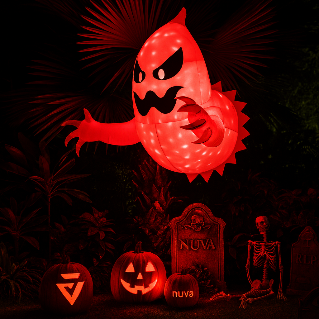 Nafukovací duch jako halloweenská dekorace s LED světly | do interiéru i exteriéru