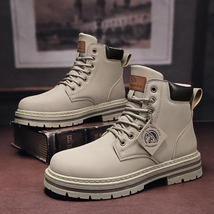 Lace-up Boots Men Ankle-high | PU Leather Durable Sole Winter