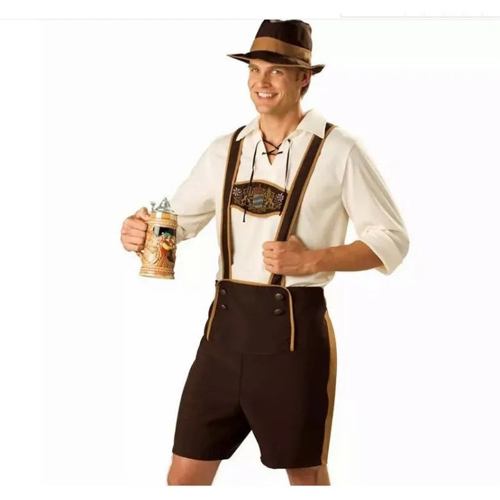 Disfraz de Oktoberfest para hombres | Lederhosen con camisa bávara y sombrero