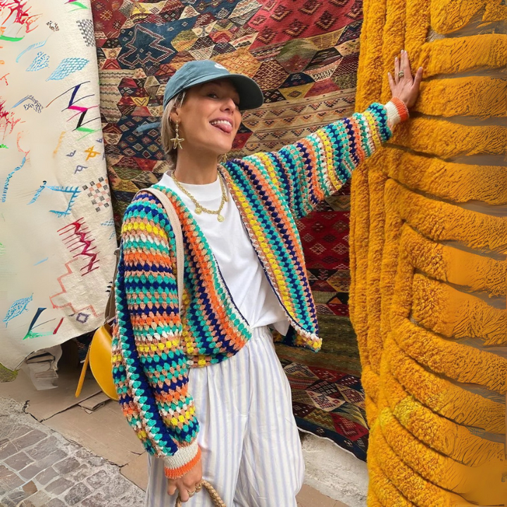 Daria käsintehty virkattu neuletakki naisille | Boheemi chic & luonnollinen eleganssi