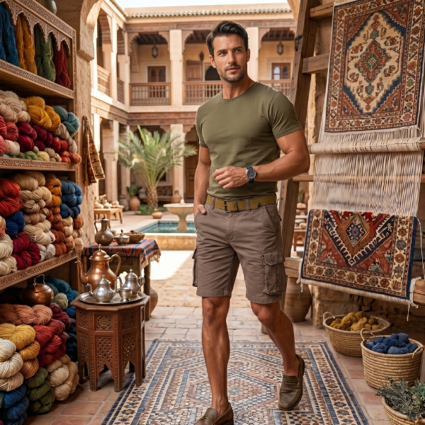 Pantalones cortos cargo para hombre – Corte relajado con cinturón y diseño con múltiples bolsillos