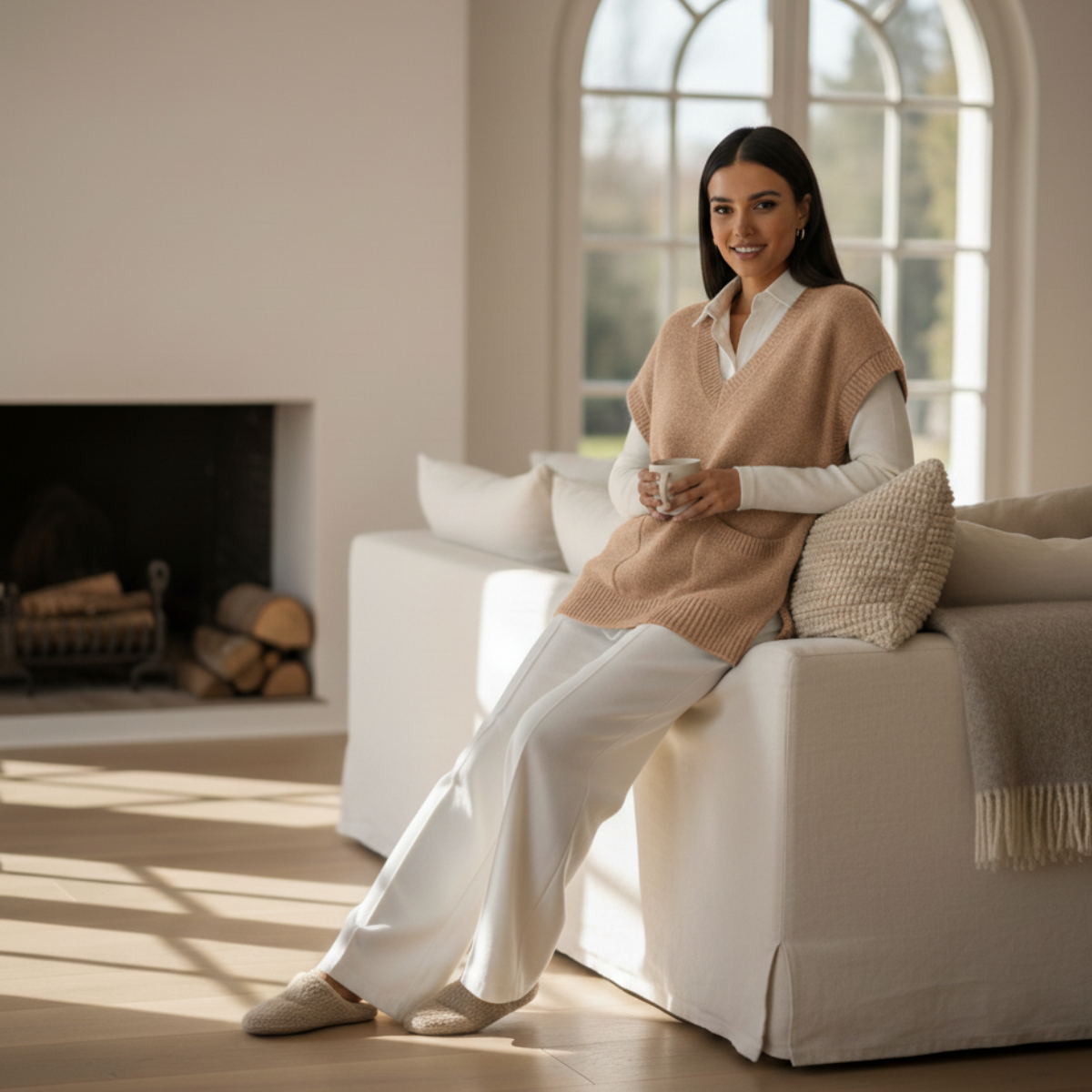 Gilet tricoté pour femmes en mélange de laine douce et style classique