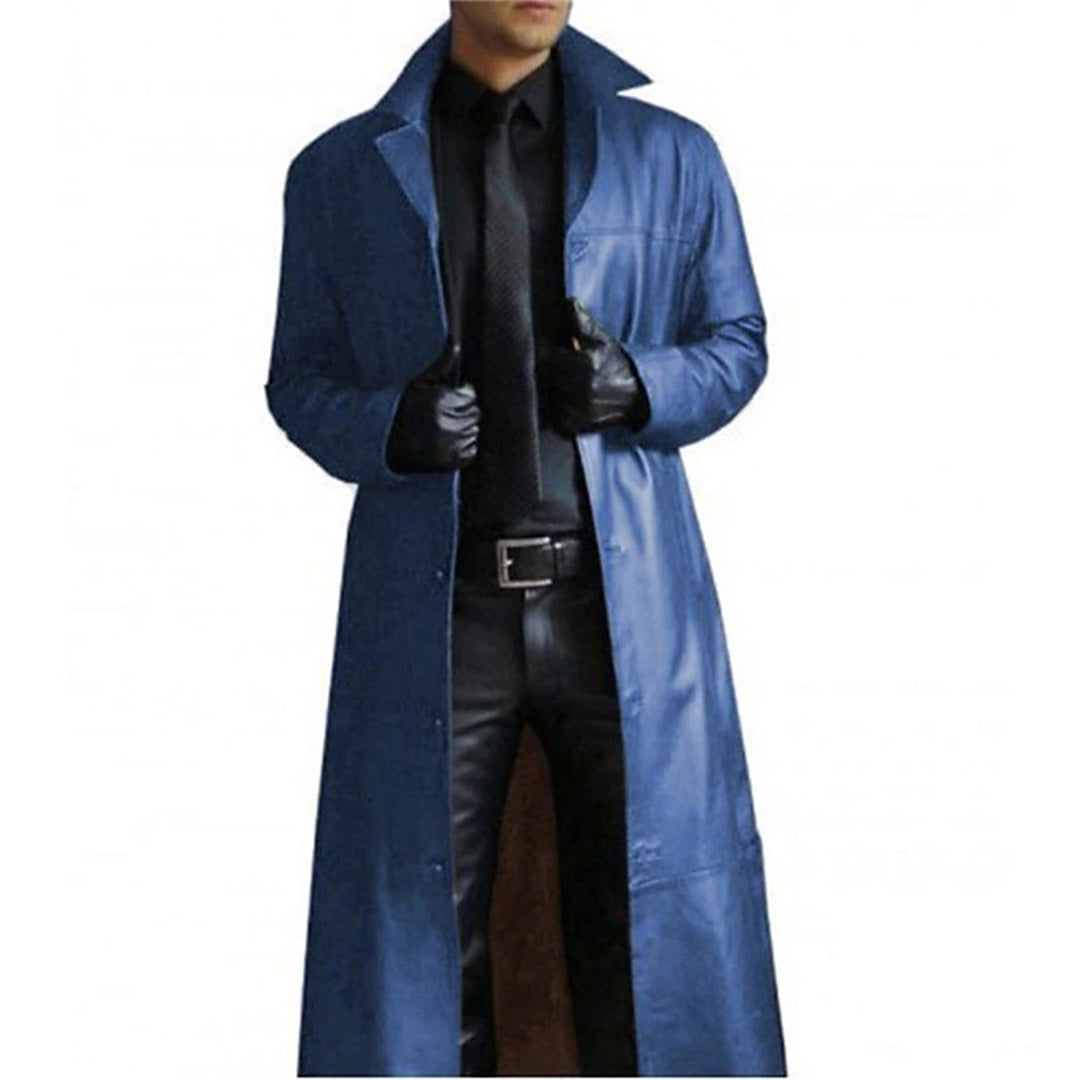 Tijn Herre Læder Trenchcoat | Langt Slankt Silhuet - Robust & Elegant Jakke