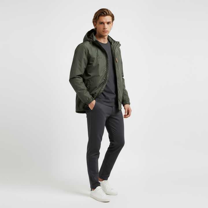 Kurtka outdoorowa męska z kapturem lekka | Wodoodporna kurtka rekreacyjna