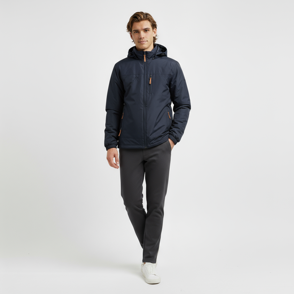 Kurtka outdoorowa męska z kapturem lekka | Wodoodporna kurtka rekreacyjna