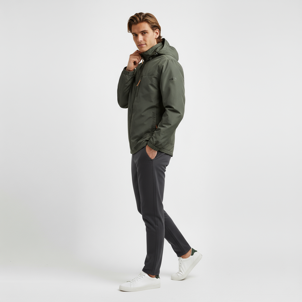 Kurtka outdoorowa męska z kapturem lekka | Wodoodporna kurtka rekreacyjna
