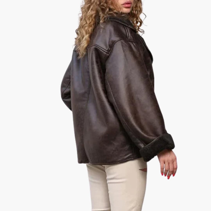 Naisten takki lyhyt | Käännettävä kaulus napitus synteettinen vuori