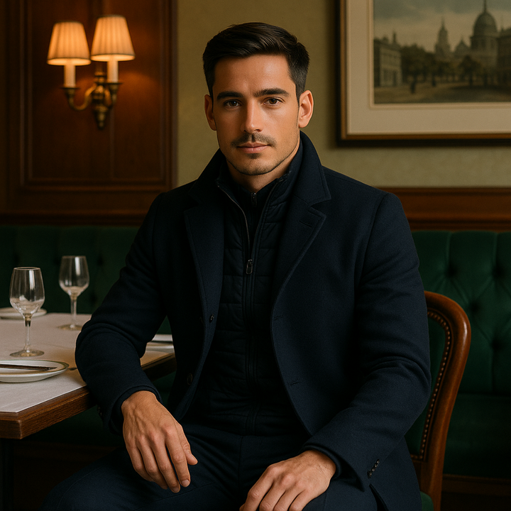 Płaszcz zimowy męski klasyczny | Dopasowany elegancki kołnierz ze stali