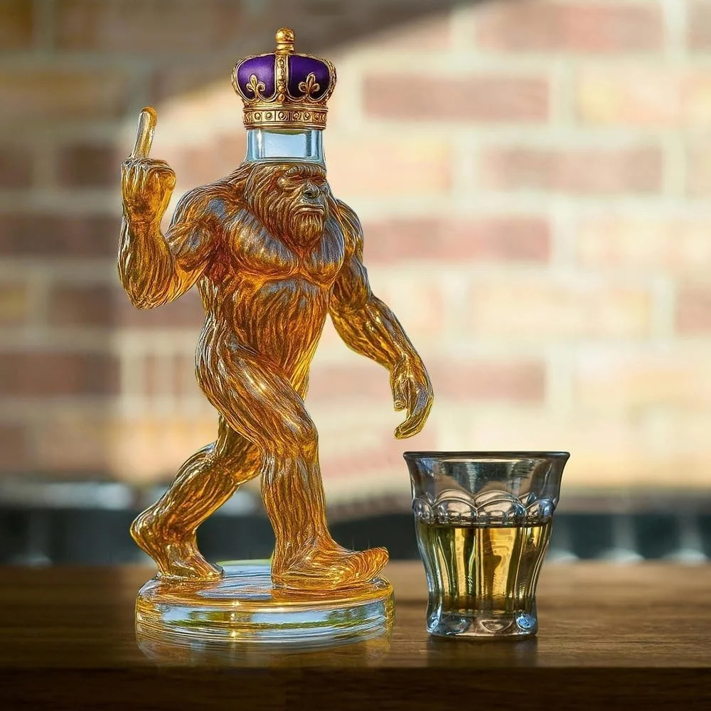 Decantador de whisky Bigfoot | Divertida botella de vidrio figura 750 ml decoración única para bar