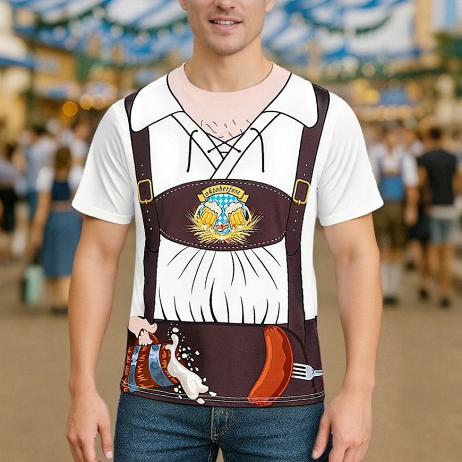 Camiseta BrauBruder | Humor de Lederhosen impreso y barriga cervecera Foto-Realista