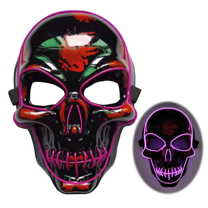 Máscara de calavera LED multicolor para Halloween - efecto neón luminoso y aterrador
