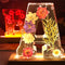 Lâmpada de harpa com flores secas e letra personalizada | Luz noturna LED decorativa