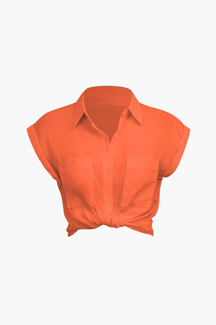 Vittoria Women's Shirt | Minimalist shirt with knot below and rolled up sleeves