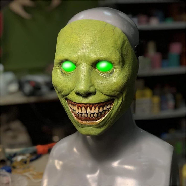 Máscara de demonio de Halloween - látex orgánico con aterradores ojos blancos