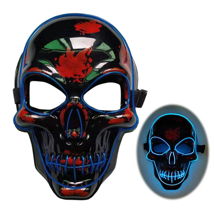Máscara de calavera LED multicolor para Halloween - efecto neón luminoso y aterrador