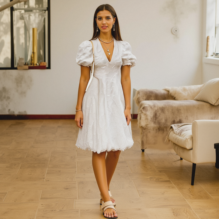 Vestido Blanche Fay | Vestido de verão leve e chique com babados elegantes
