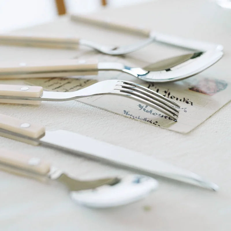 Parhaat setit, joissa 24 osaa ruostumattomasta teräksestä kaiverruskuviolla - BistroLine