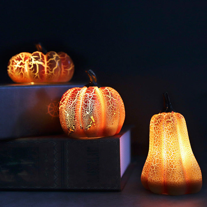 LED-calabaza de Halloween - decoración luminosa espeluznante hecha de resina duradera