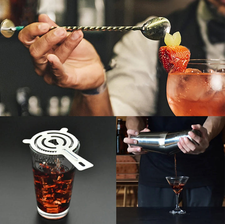 Professionelt cocktailsæt i rustfrit stål med 23 dele - ShakerPro bartendersæt med tilbehør