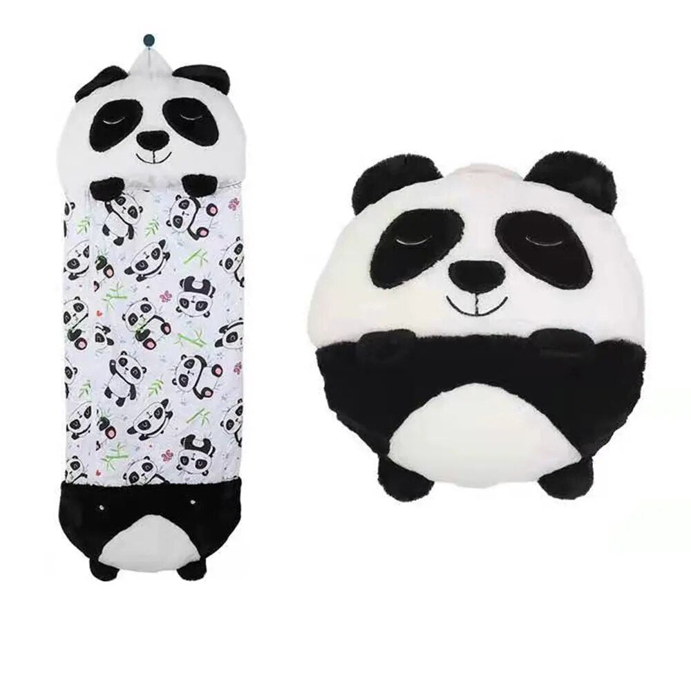 Panda sovepose og pude sæt til børn, sødt panda design, blødt og komfortabelt, perfekt til børneværelset eller overnatninger.