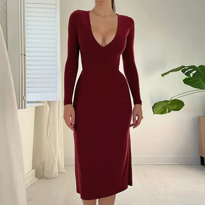 Mireille | Elegant bodycon-mekko nauhoilla ja veistoksellisella efektillä