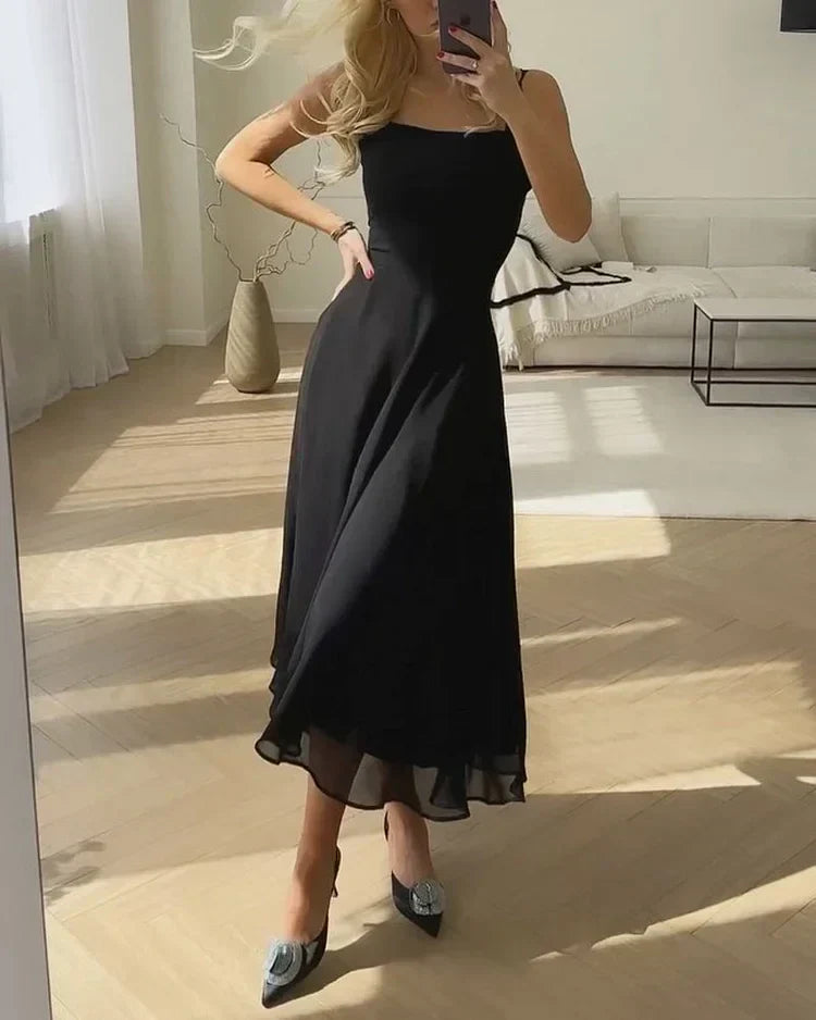 Robe midi en mousseline pour femmes avec couches légères et coupe élégante