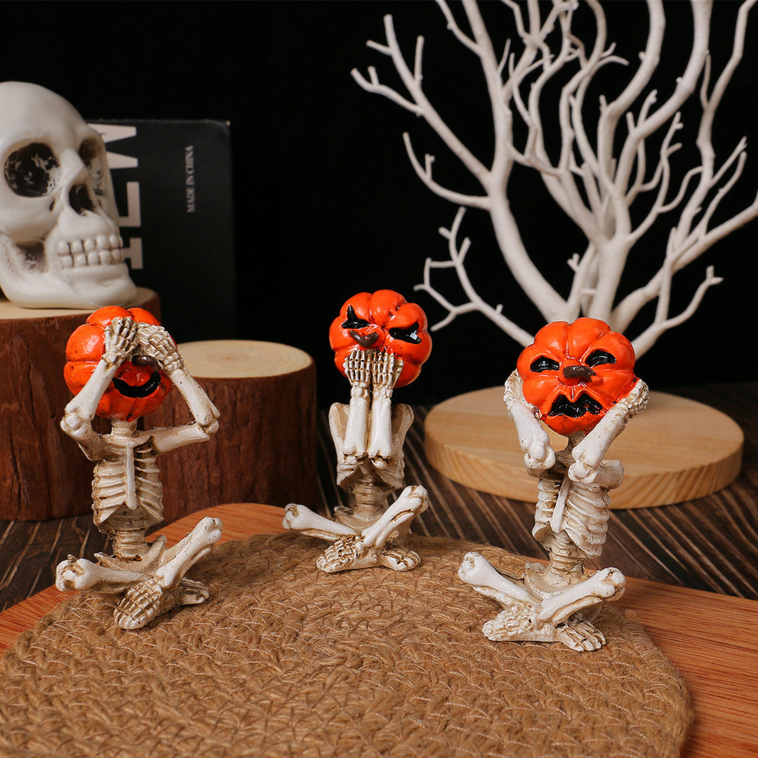 Decorațiune de Halloween - Set cu 3 schelete de dovleac