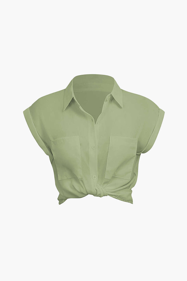 Vittoria Women's Shirt | Minimalist shirt with knot below and rolled up sleeves