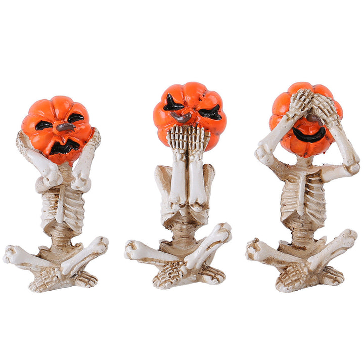 Decorațiune de Halloween - Set cu 3 schelete de dovleac