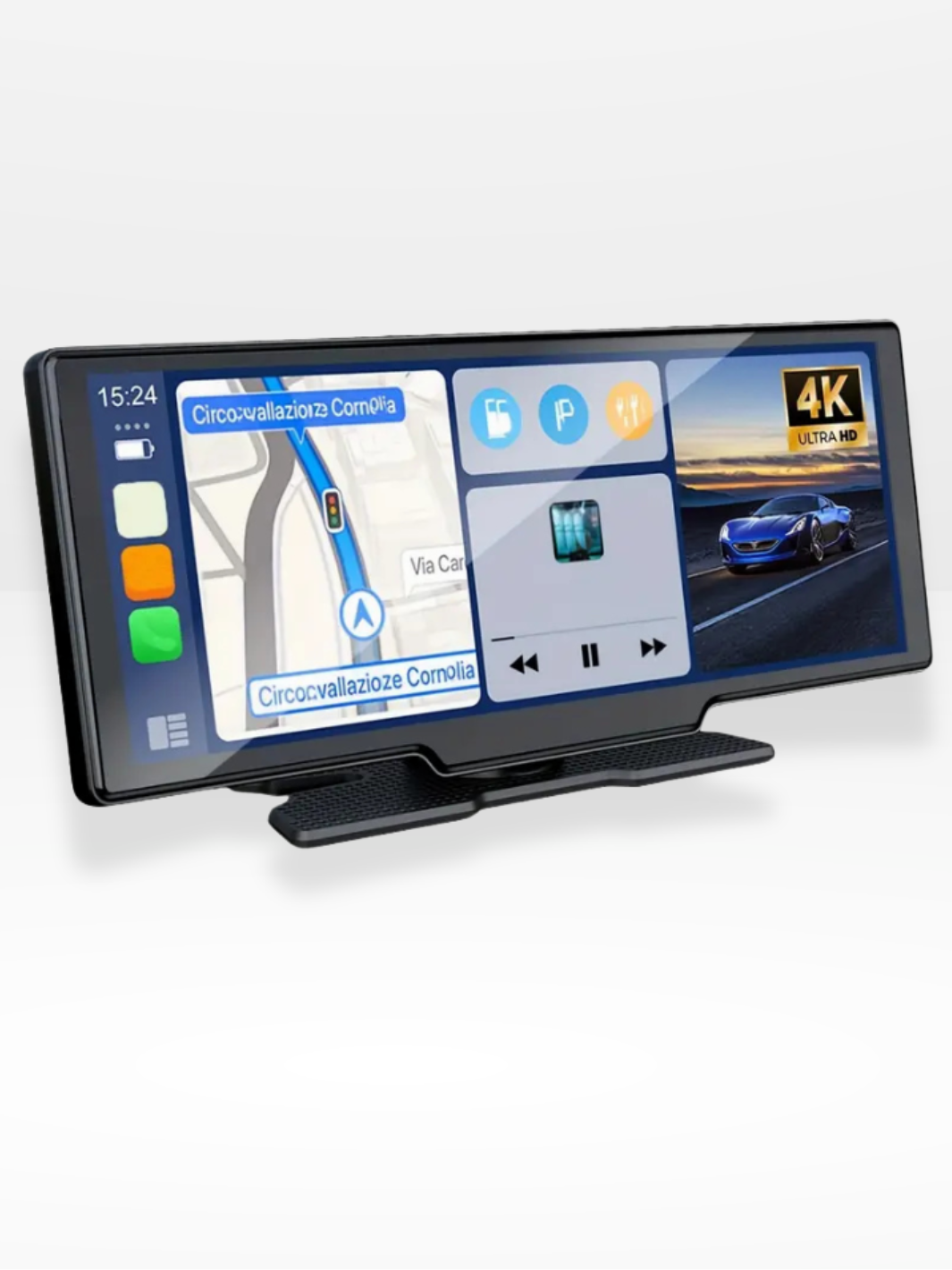 Bezdrátová CarPlay obrazovka s vestavěnou 4K palubní kamerou a volitelnou couvací kamerou – 10,26" IPS displej