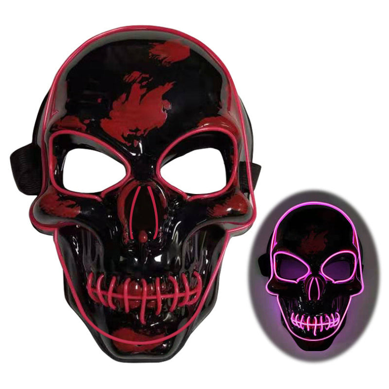 Máscara de calavera LED multicolor para Halloween - efecto neón luminoso y aterrador