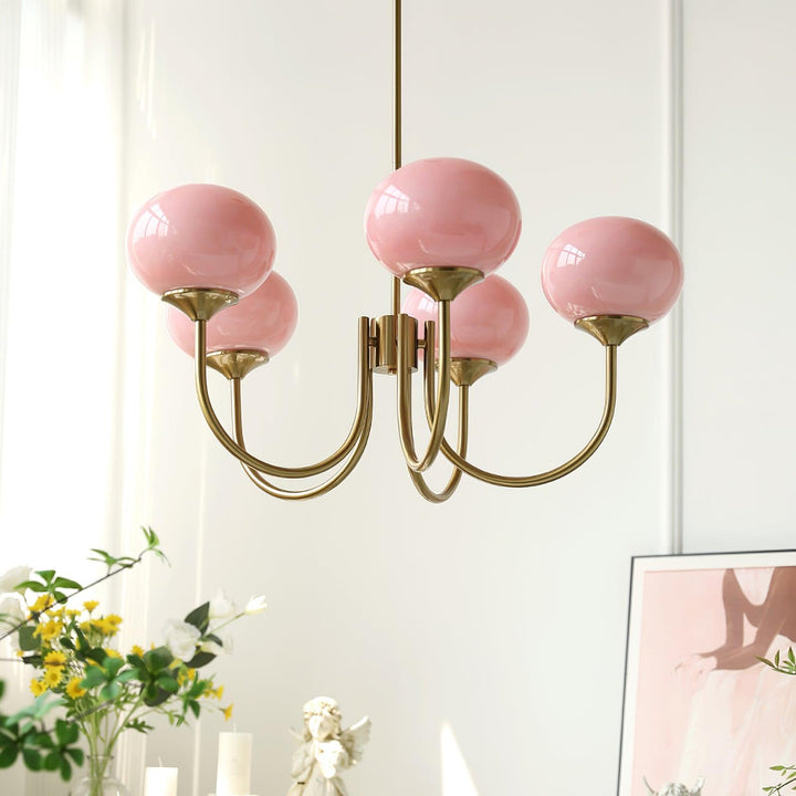 Lustre moderno em latão | Iluminação de teto elegante com bolas de vidro